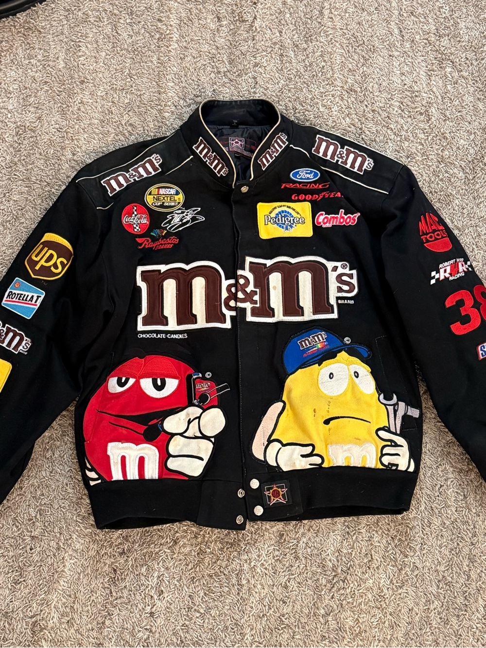 Vintage M&M's Black Racing Team Bomber Jacket